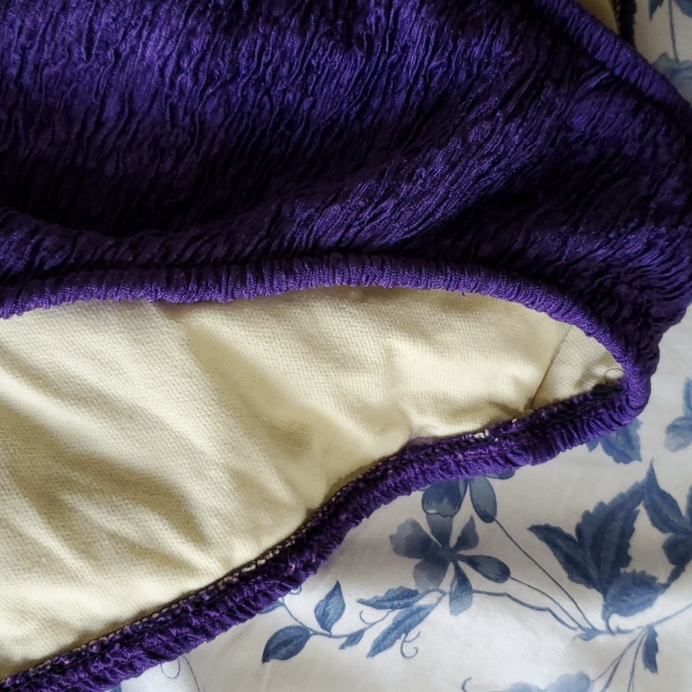 CURATED BY RUA'H KIBRIYA: Purple Ruched Chlorine-Resistant Swimsuit - Picture 4 of 5